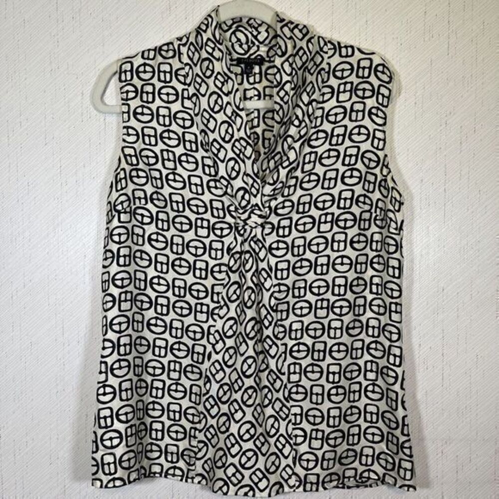 Talbots 100% Silk Size 8 Diagonal Design Top Tunic Blouse Women Stylish CA#23147